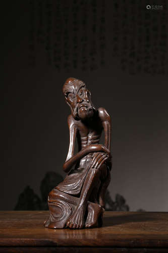 BAMBOO CARVED 'ARHAT' SEATED FIGURE