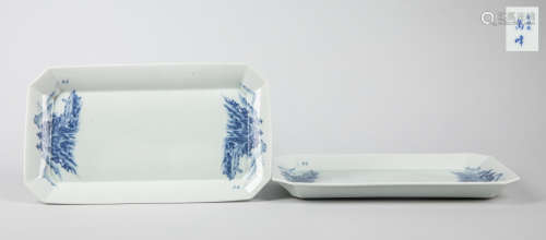 Japanese Arita Ware Blue & White Porcelain Plates