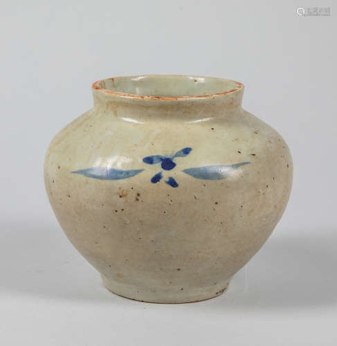 Korean Antique Blue & White Porcelain Pot