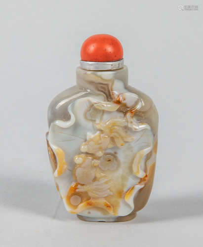 Chinese Old Banded Agate Snuff Bottle