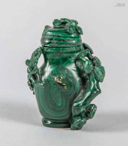 Chinese Antique Carved Malachite Vase