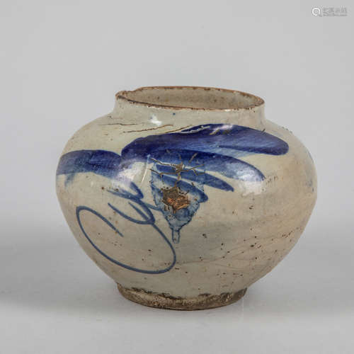 Korean Antique Blue & White Porcelain Jar