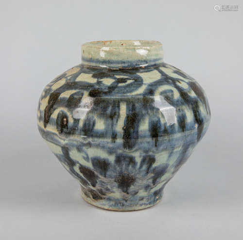 Large Korean Antique Blue & White Porcelain Jar