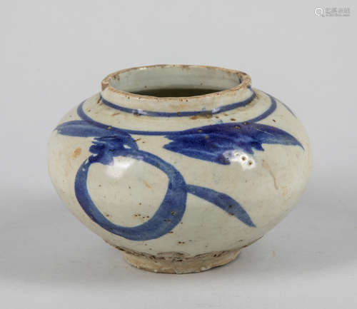 17-18th Korean Blue & White Porcelain Jar