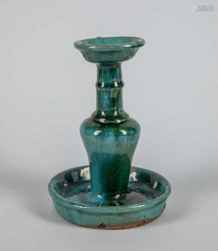 Chinese Antique Green Glazed Porcelain Lamp