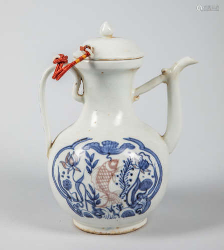 Chinese Blue White & Red Porcelain Pot