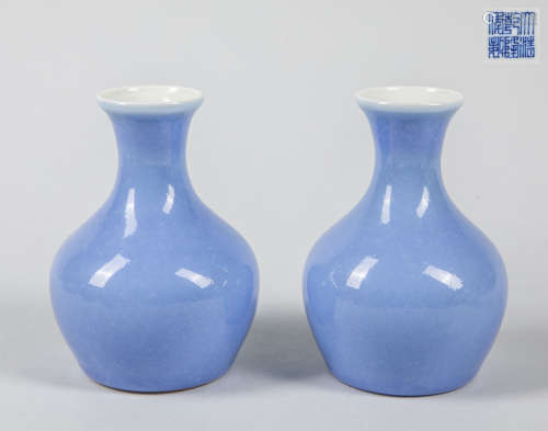 Pairs of Chinese Blue Glazed Porcelain Vases