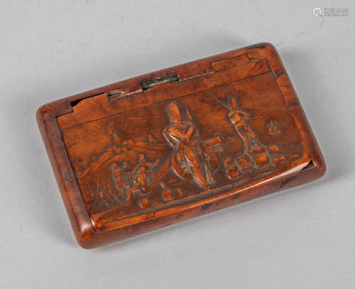 Antique English Carved Wood Cigarette Case