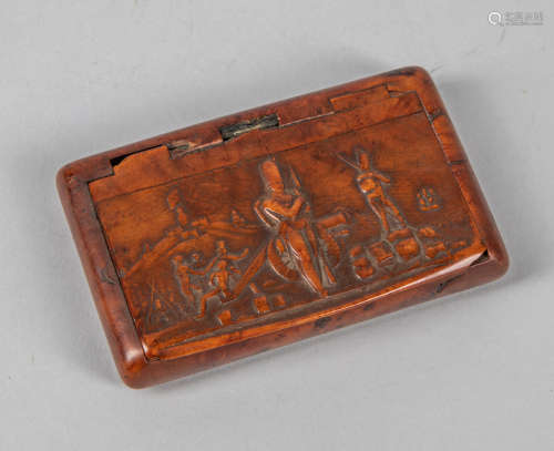 Antique English Carved Wood Cigarette Case