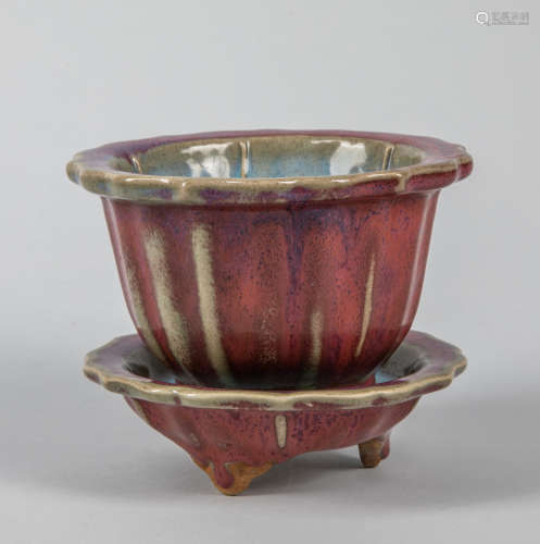 Chinese Flambe Glazed Porcelain Pot