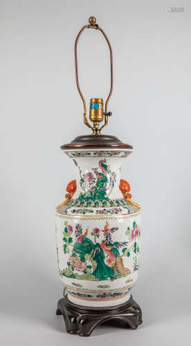 Chinese Export Famille Rose Porcelain Lamp