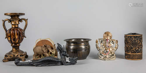 Group of Collectible  Asian Bronze &  Composite Imitating Items