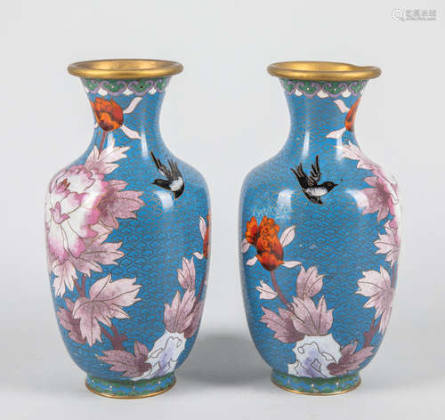 Pairs Chinese Export Cloisonne Vase