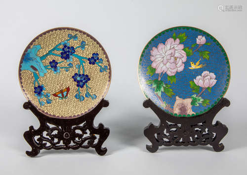 Pairs Chinese Export Cloisonne Plates