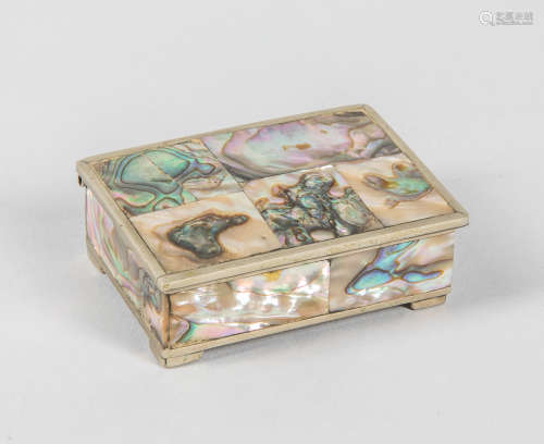 Vintage Pearl & Alpaca Silver Ink Box
