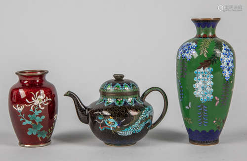 Set of Japanese Old Cloisonne Cabinet Items