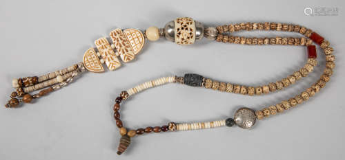 Tibetan Designed Seed & Bone Necklace