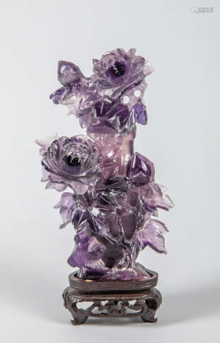 Chinese Export Carved Amethyst Vase