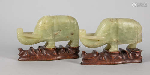 Pairs of Chinese Large Jade Elephants