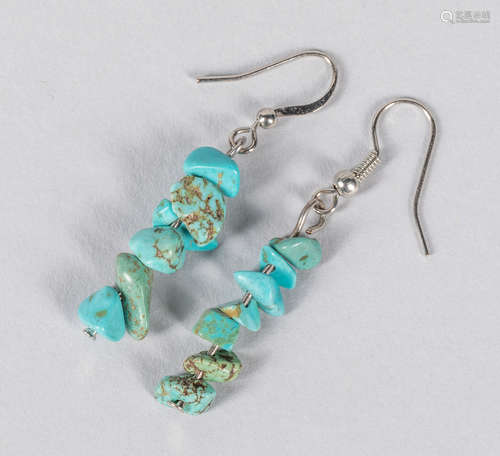 A Pair Of Pebble Turquoise Drop Earrings