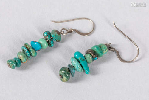 A Pair Of Pebble Turquoise Drop Earrings