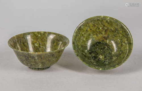 Pairs of Chinese Export Jade Stone Tea Cups