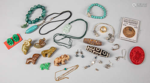 Group of Chinese Jade, Beads & Jewelry