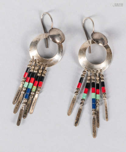 Navajo Chandelier Sterling Silver Beads Earrings