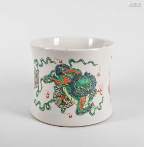 Chinese Large Shi-shi Porcelain Brush Pot