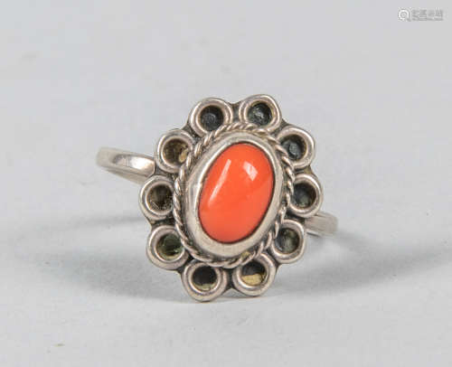Vintage Mexico Coral Like Silver Ring