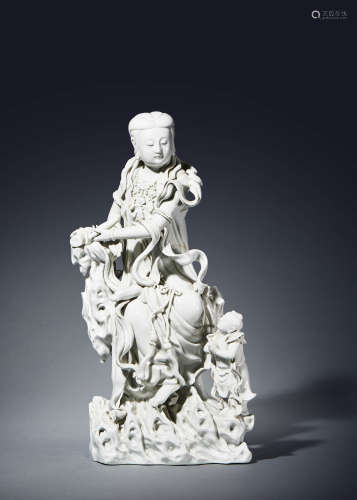 清中期 德化瓷白釉送子观音坐像