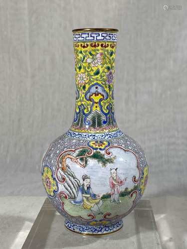 Chinese Enamle Vase with Scholar Scene