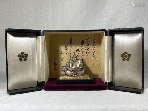 Japanese Silver Diety in Fitted Box
