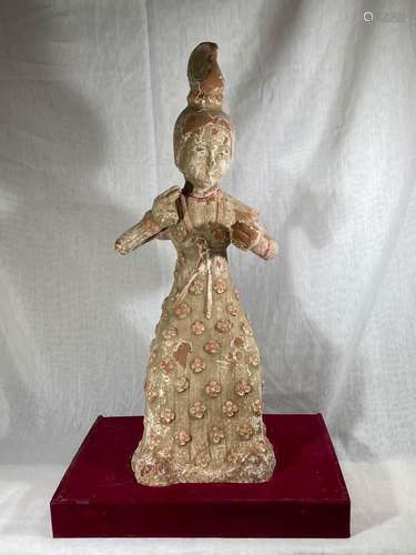 Ancient Chinese Terracotta Lady in Japanese Fitted Wood