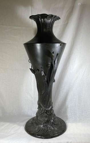 Japanese Meiji Bronze Vase - Iris