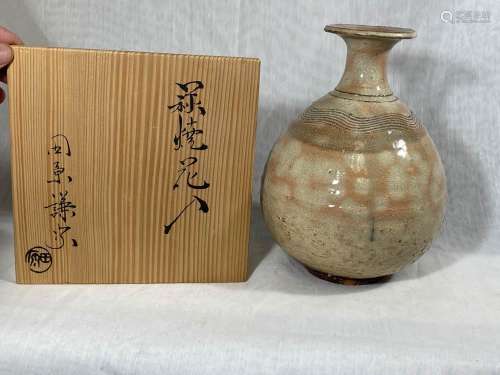 Japanese Studio Pottery Vase with Incised DÃ©cor