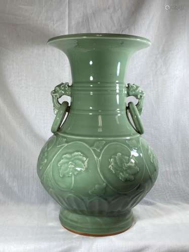Chinese Celadon Porcelain Vase with Peony
