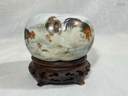 Chinese Scholar Porcelain Rooster Scene Water Couple
