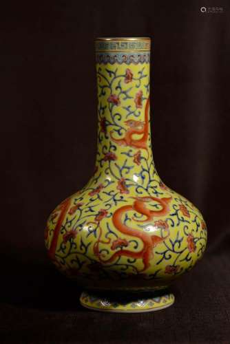 Chinese Yellow Famille Rose Porcelain Vase