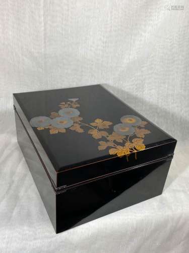 Japanese Meiji Lacquer Box with Silver Fitting - Floral