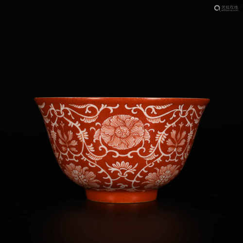Qing Daoguang            Red bowl