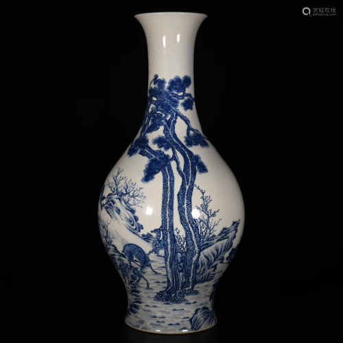 Yongzheng of Qing Dynasty            Blue and White Olive vase