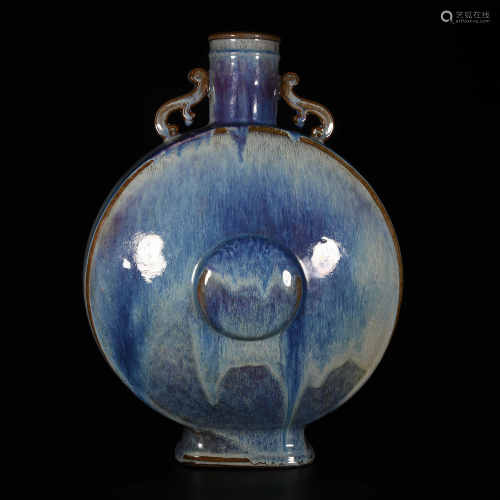 Qianlong of Qing Dynasty            Glazed flat bottle