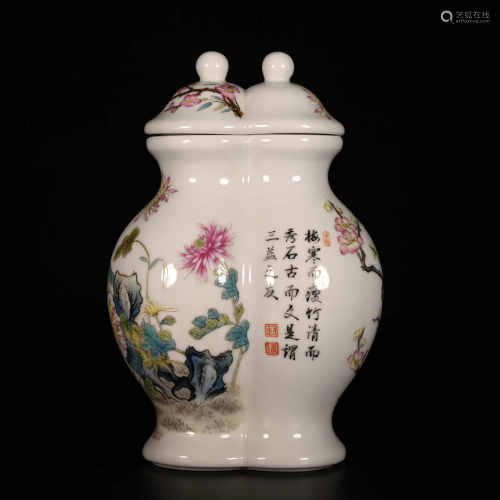 Qianlong of Qing Dynasty            Pastel double bottle