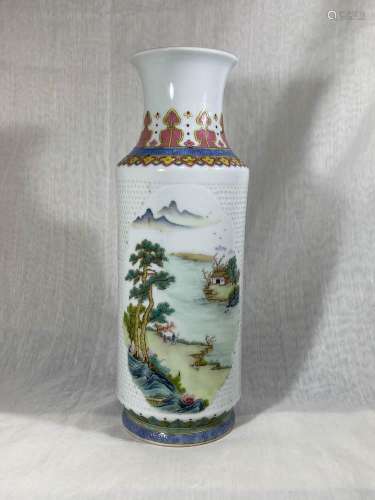 Chinese Porcelain Vase with Landscape and Figural Scene