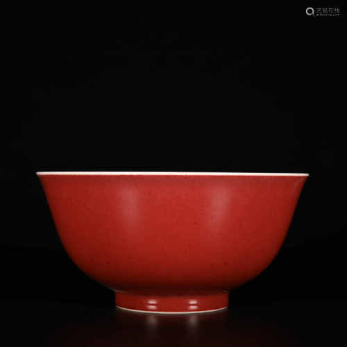 Yongzheng of Qing Dynasty            Red glazed bowl