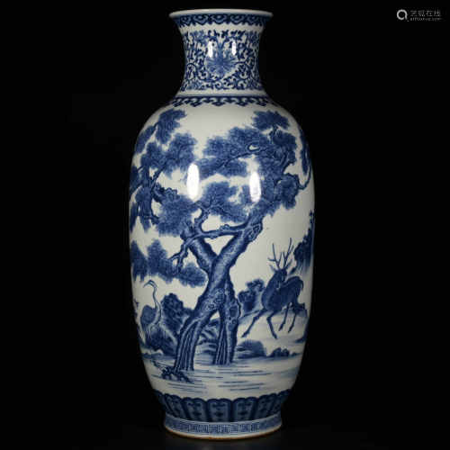 Qianlong of Qing Dynasty            Blue and white vase