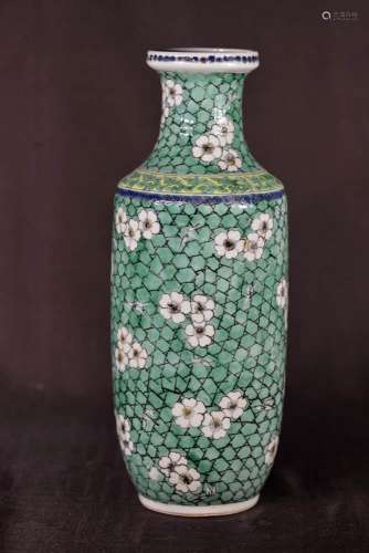 Chinese Famille Verte Porcelain Vase with Prunus