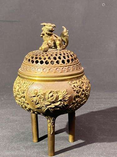 Japanese Bronze Censer - Floral Motif