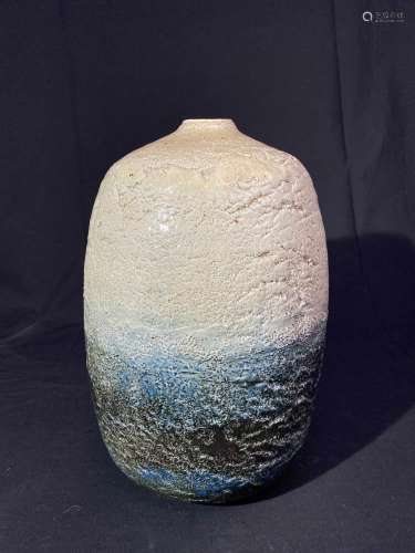 Japanbese Studio Pottery Vase - Distant Mountain Scene